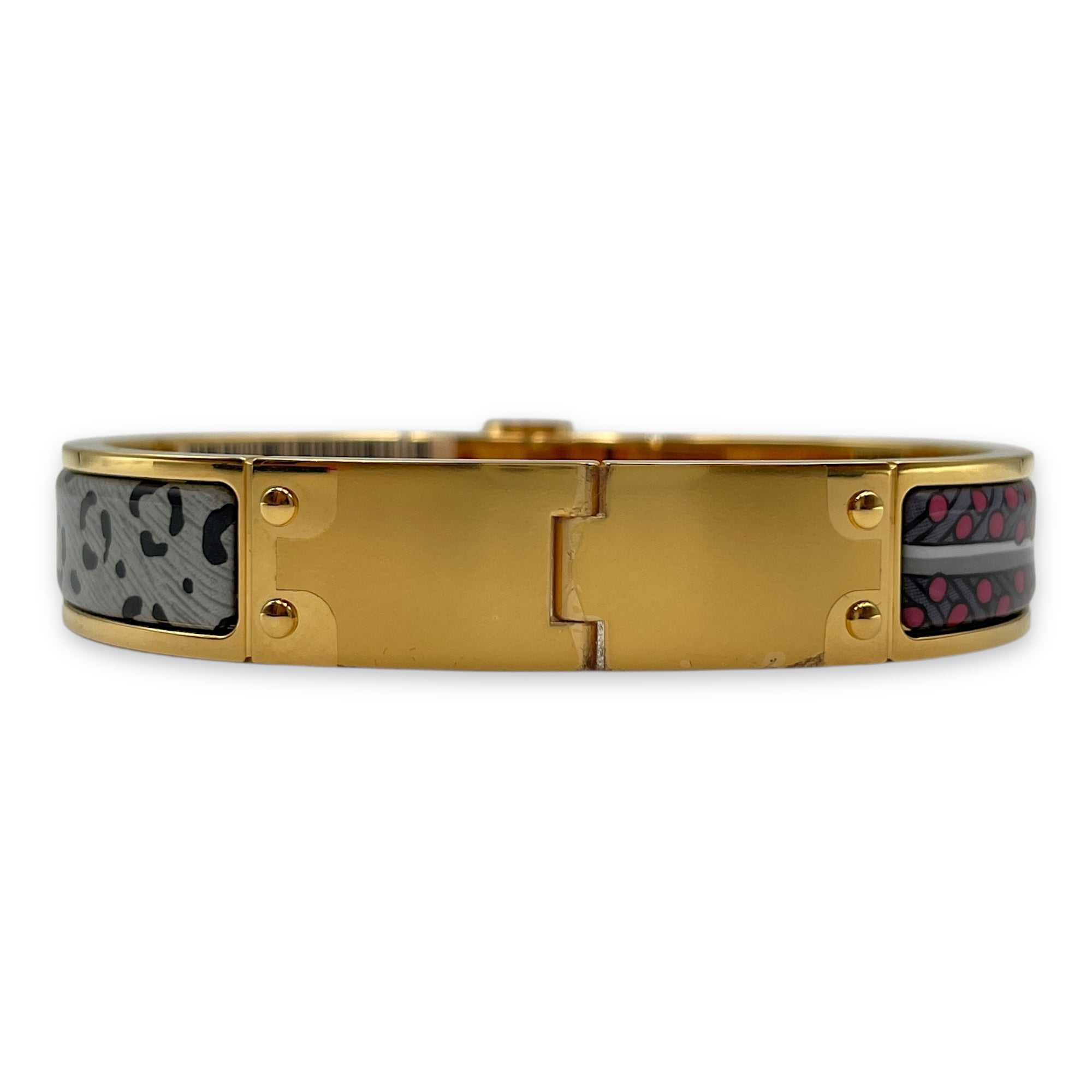 Baobab Cat GM Faux Gris Hinged Bracelet, Gold hardware