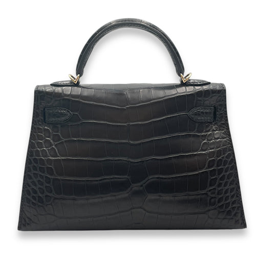 HSS Sellier Kelly 20 Black/Rouge Sellier in Matte Alligator, Permabrass hardware