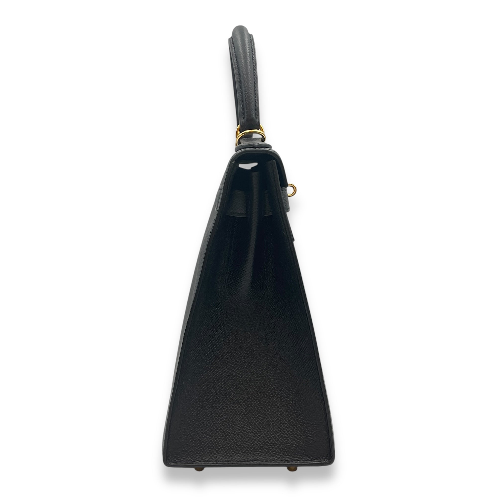 Sellier Kelly 28 Black in Epsom, Gold hardware