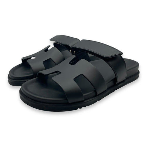 Chypre 38.5 Black Sandal in Calfskin
