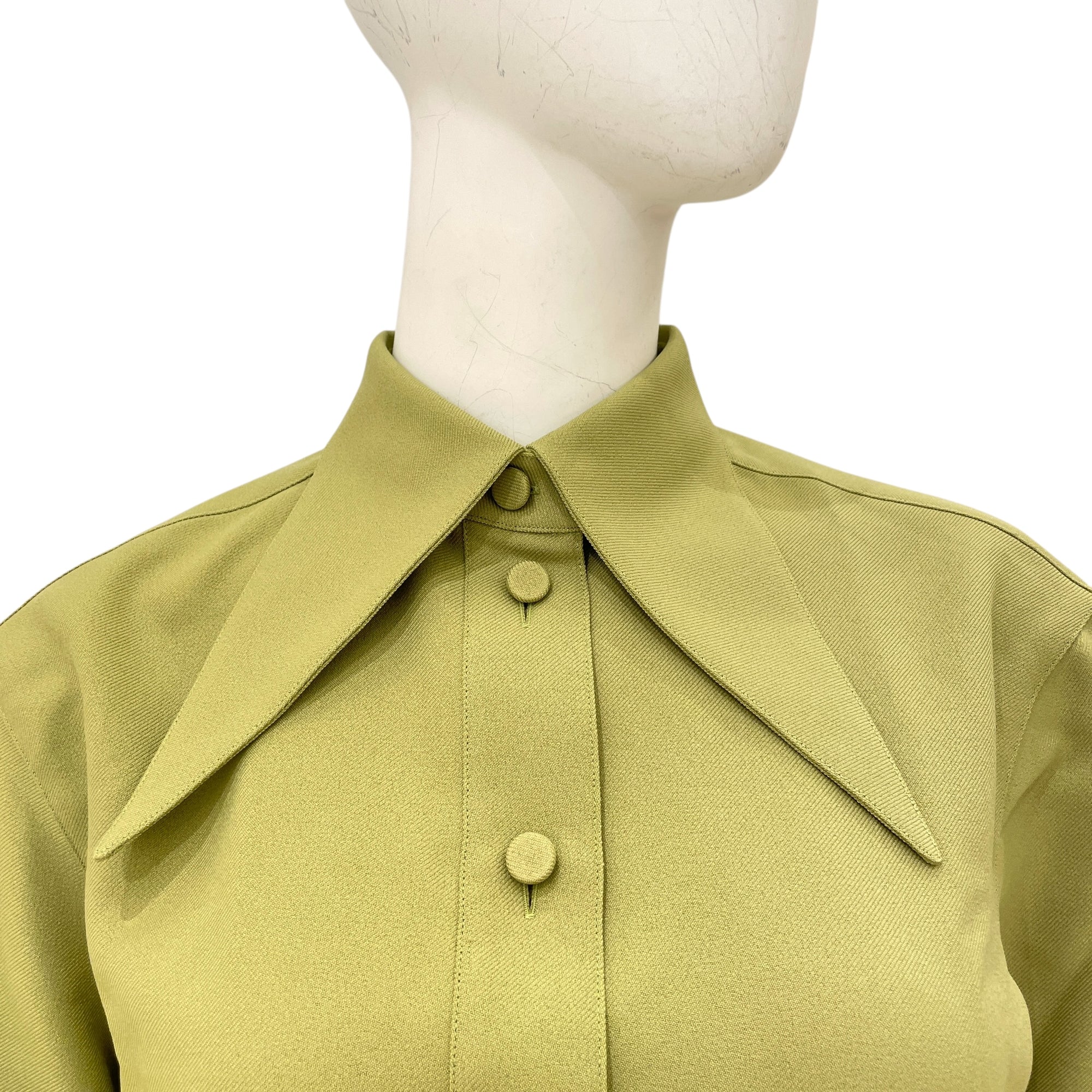 Pointed Collar Shirt 38 Green Ready-To-Wear in Polyester