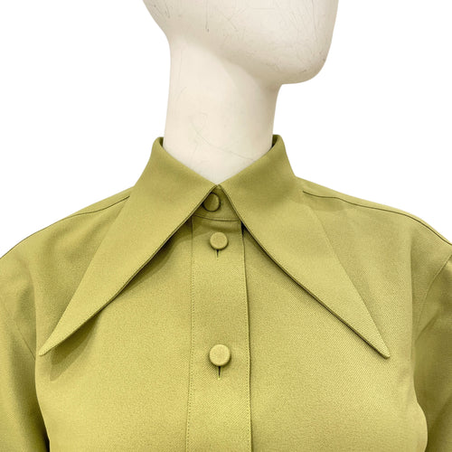 Pointed Collar Shirt 38 Green Ready-To-Wear in Polyester