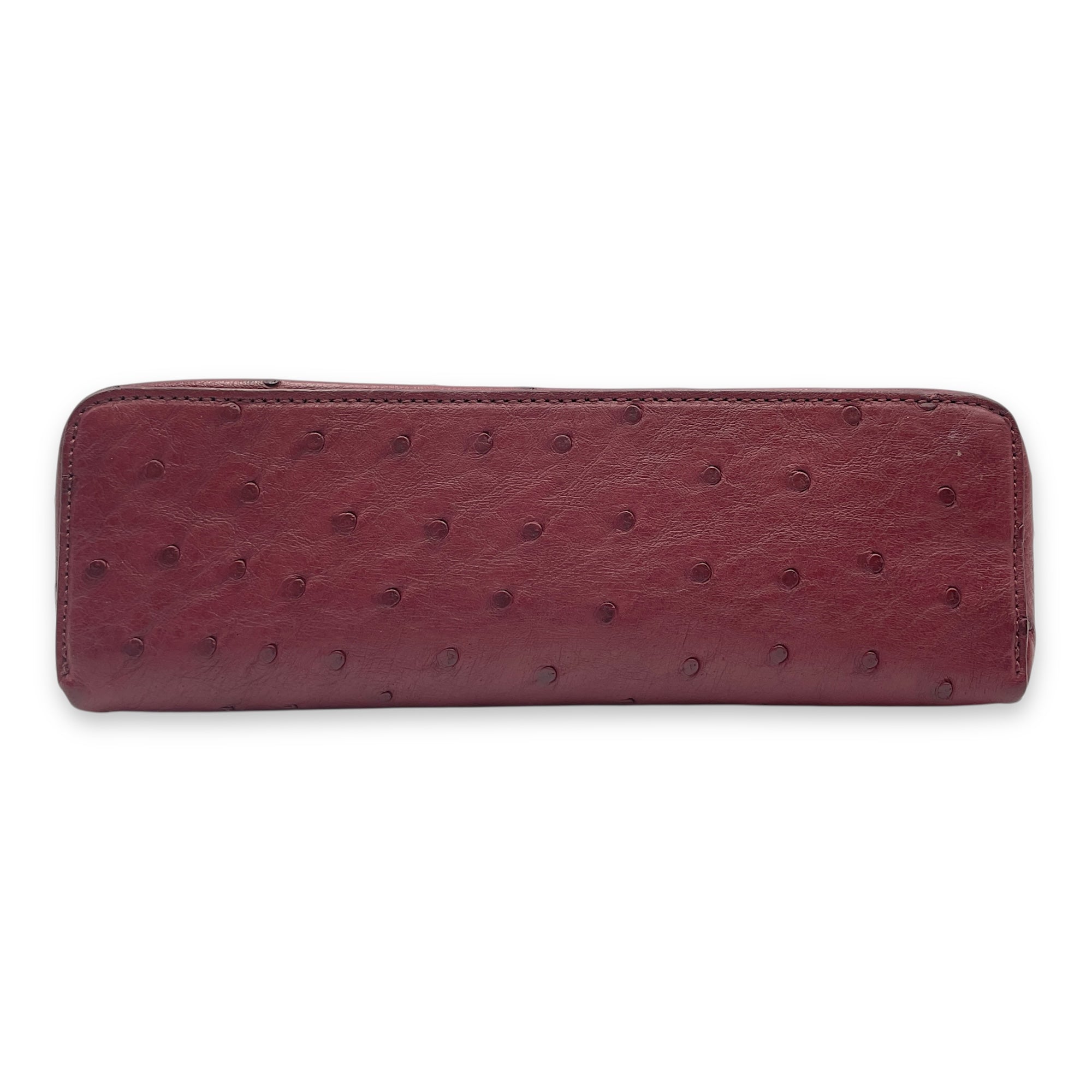 Extra Pocket 19 Burgundy Top Handle Bag in Ostrich, Gold hardware