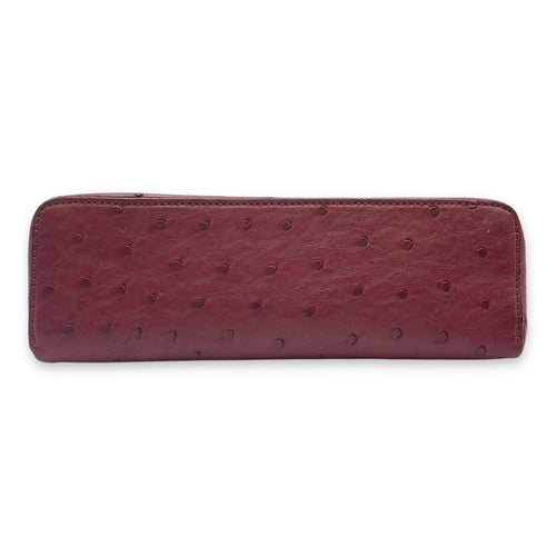 Extra Pocket 19 Burgundy Top Handle Bag in Ostrich, Gold hardware