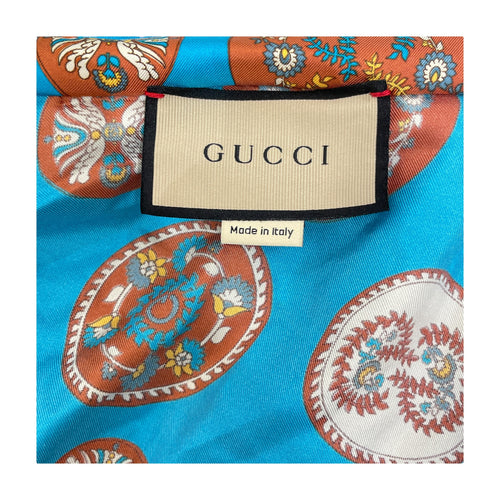 Paisley Print Scarf Blouse 36 Blue Ready-To-Wear in Silk