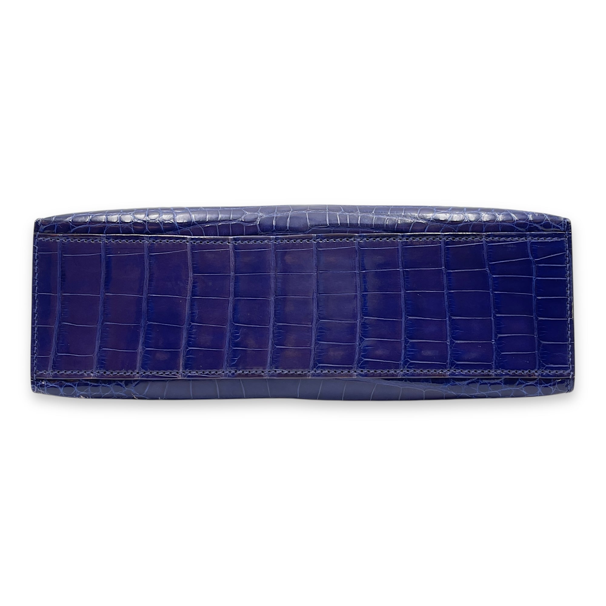 Kelly Pochette Blue Electric in Shiny Alligator, Palladium hardware