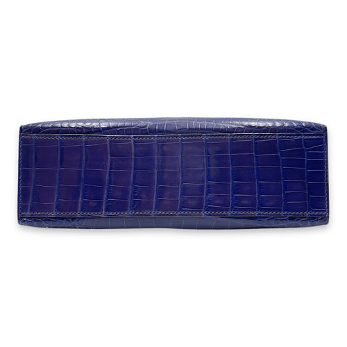 Kelly Pochette Blue Electric in Shiny Alligator, Palladium hardware
