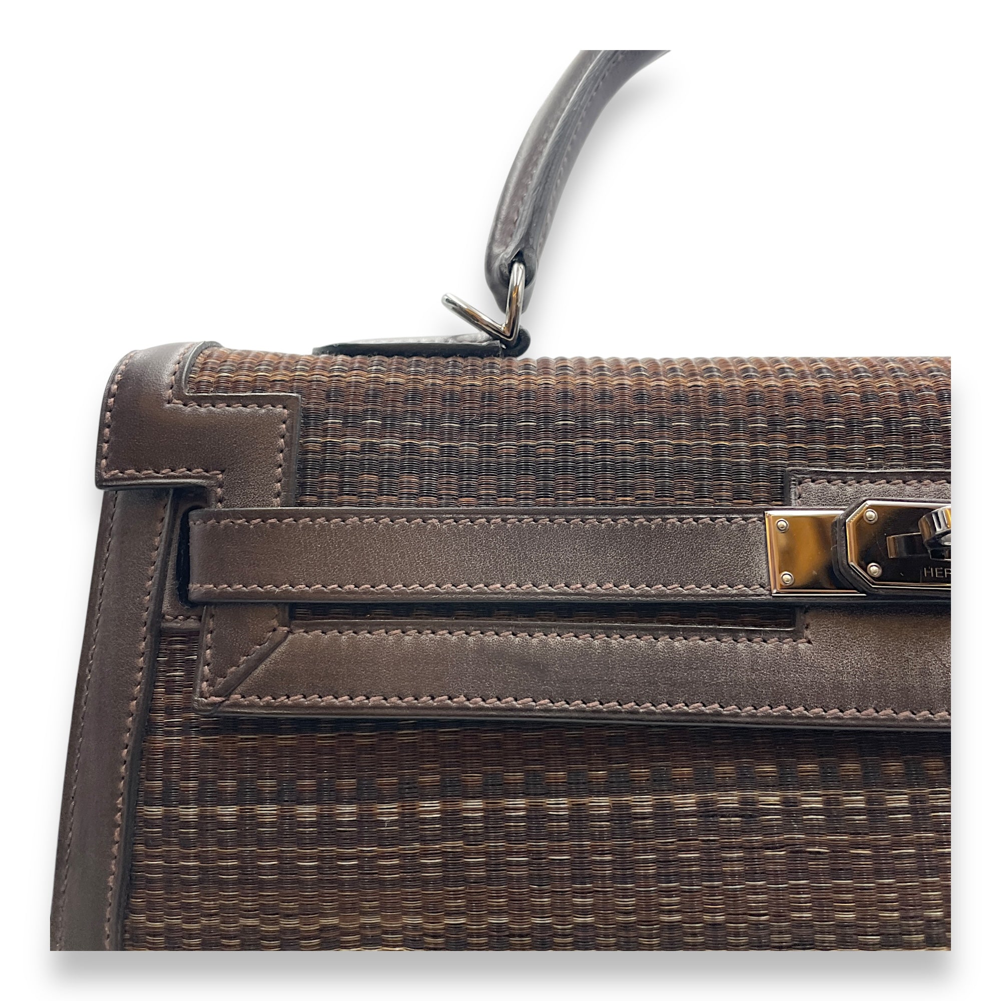 HSS Sellier Kelly 35 Brown in Barenia/Crinoline, Ruthenium hardware
