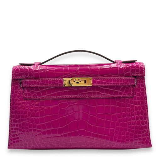 Kelly Pochette Rose Scheherazade in Shiny Alligator Gold hardware CL2509-15601 1