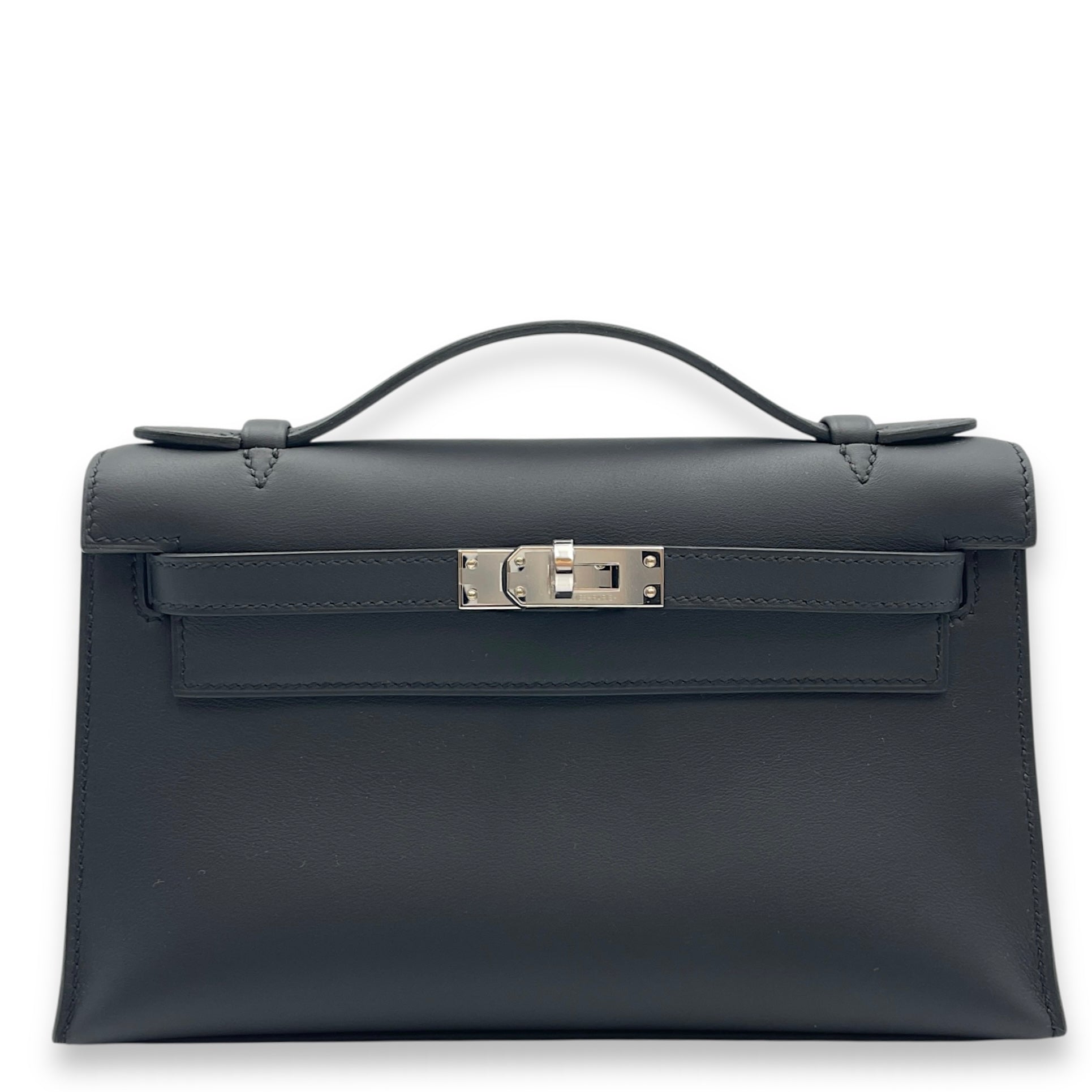 Kelly Pochette Black in Swift, Palladium hardware
