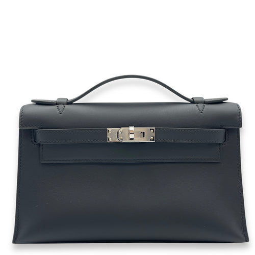 Kelly Pochette Black in Swift, Palladium hardware