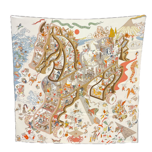 Academia Hippica 90 Vert/Beige Scarf