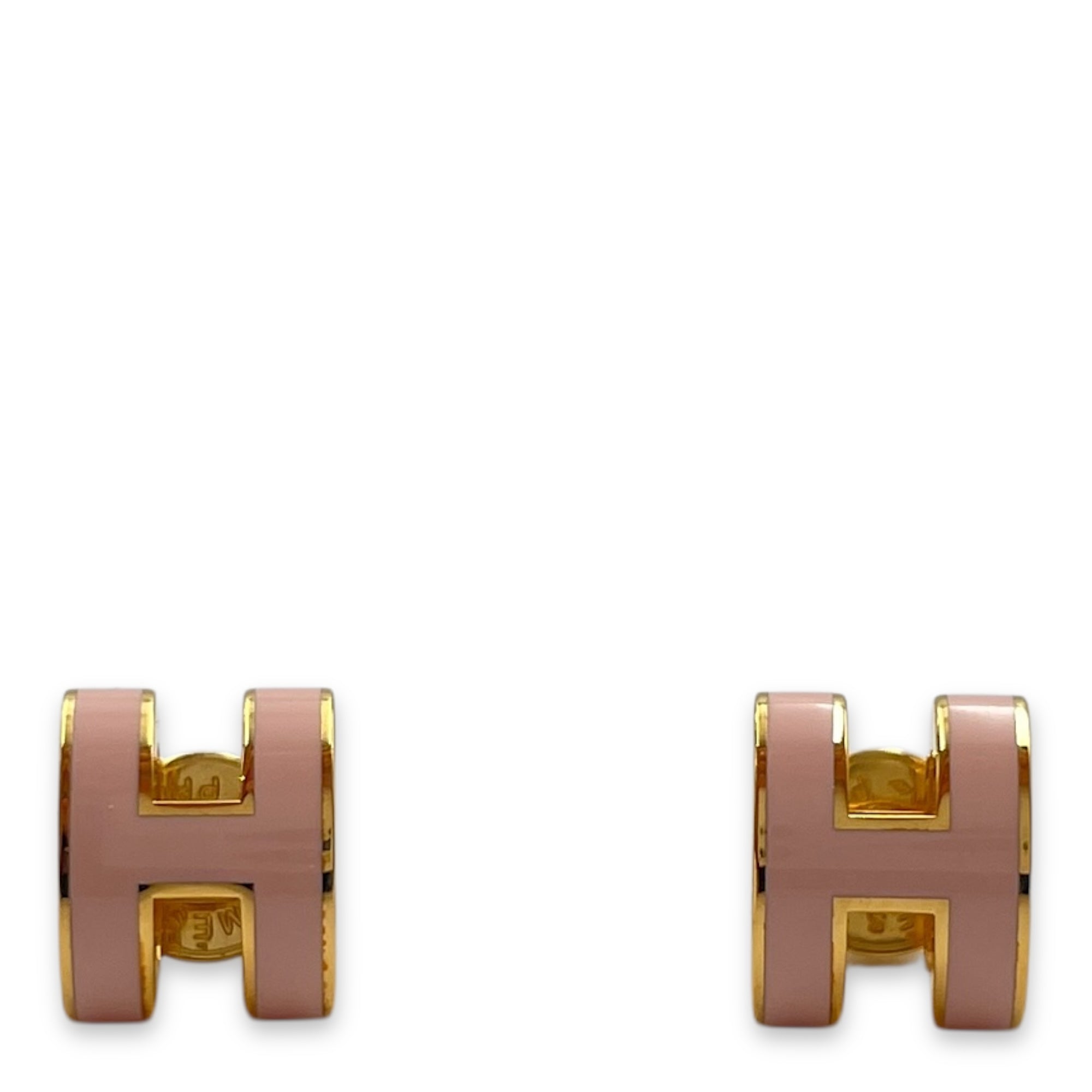 Mini Pop H Rose Dragee Earrings, Gold hardware