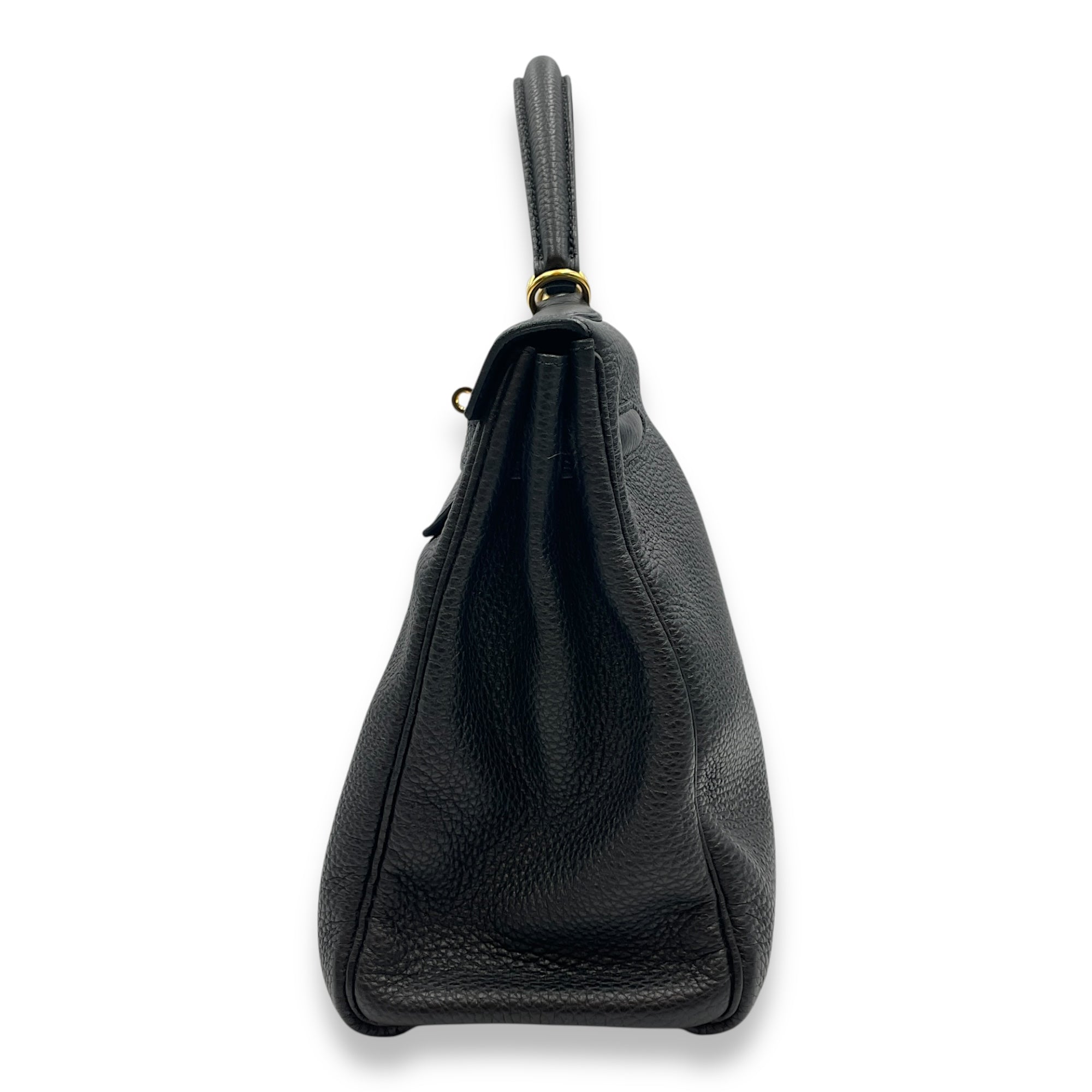 Kelly 32 Black in Togo, Gold hardware