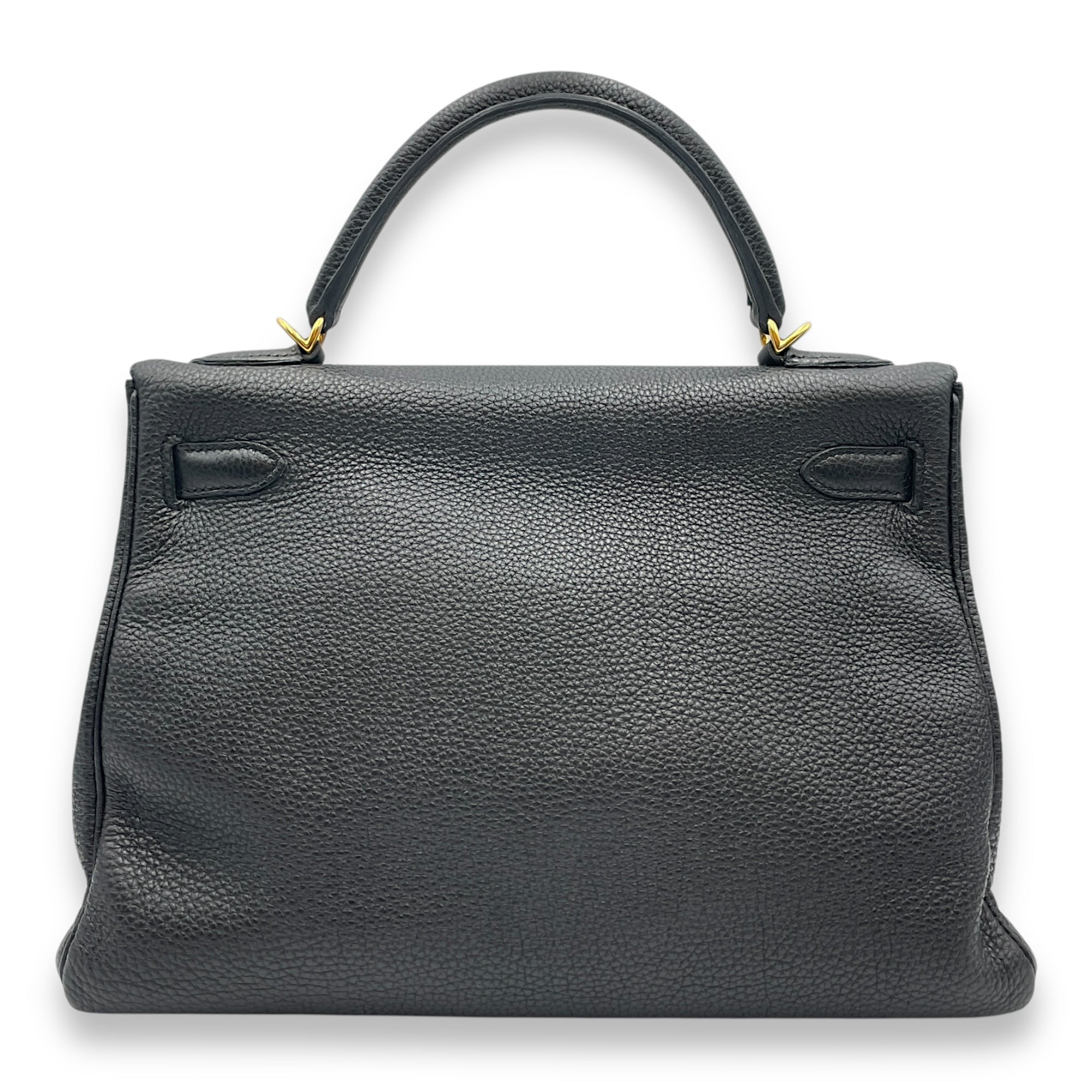 Kelly 32 Black in Togo, Gold hardware