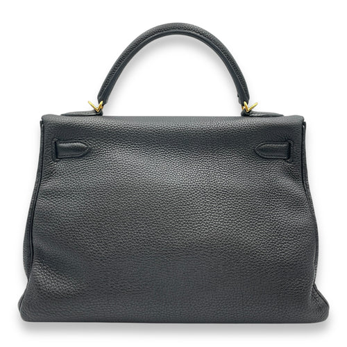 Kelly 32 Black in Togo, Gold hardware