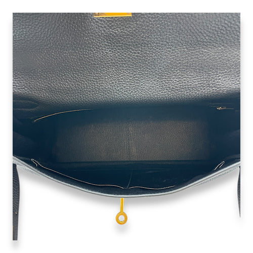 Kelly 32 Black in Togo, Gold hardware