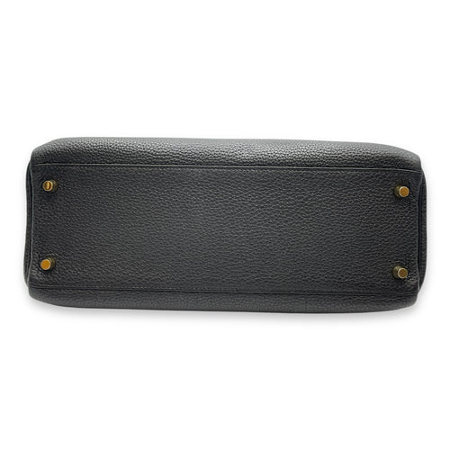 Kelly 32 Black in Togo, Gold hardware