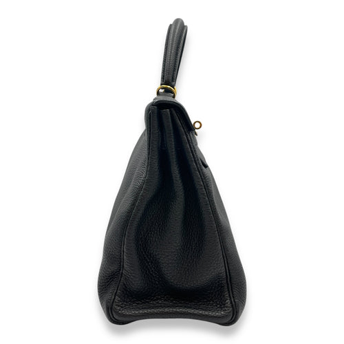 Kelly 32 Black in Togo, Gold hardware