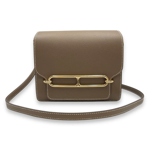 Roulis Mini Etoupe in Evercolor, Permabrass hardware