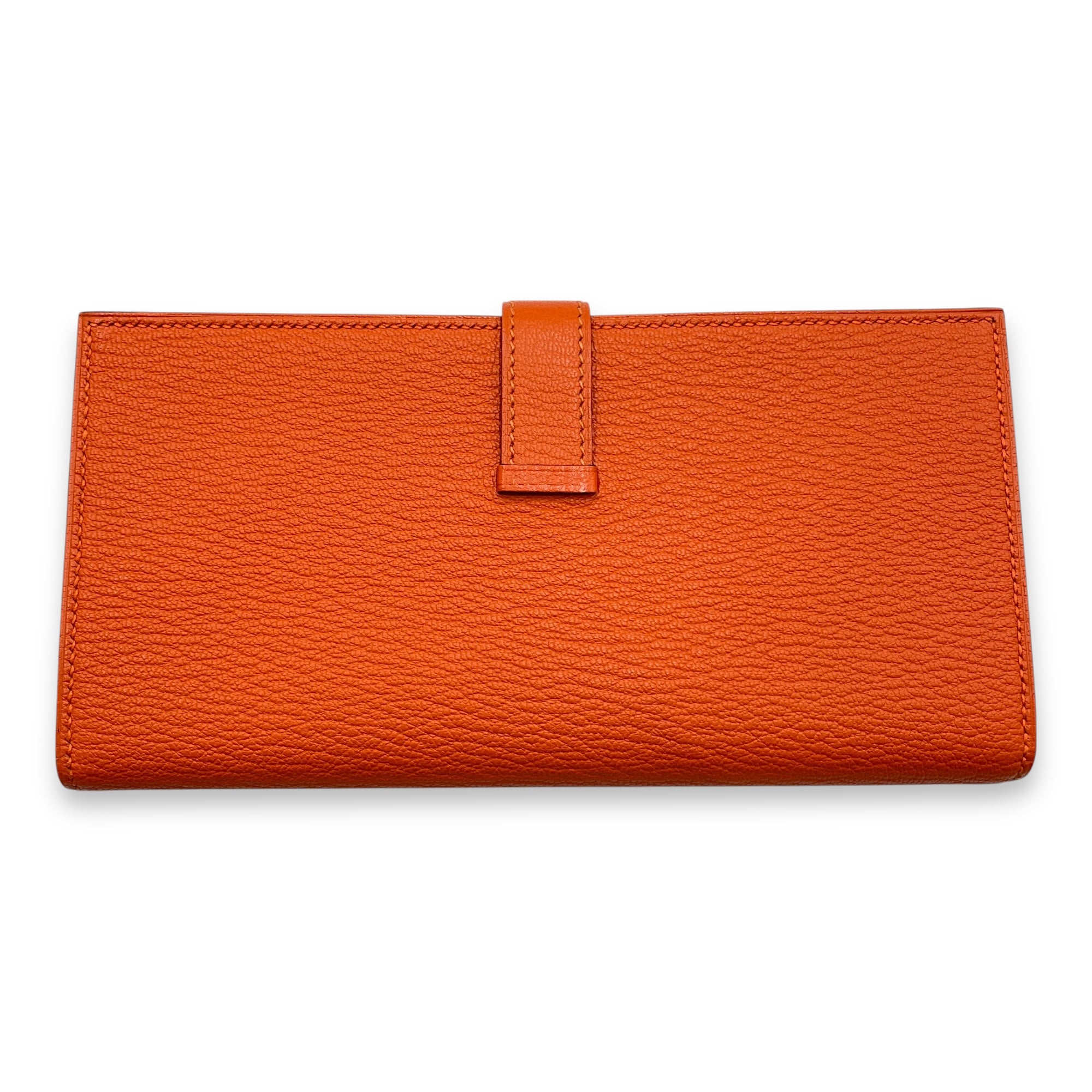 Bearn Orange Wallet in Chevre Mysore, Palladium hardware