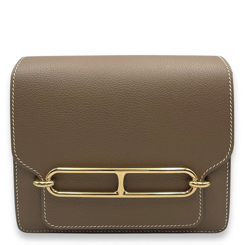 Roulis Mini Etoupe in Evercolor, Permabrass hardware