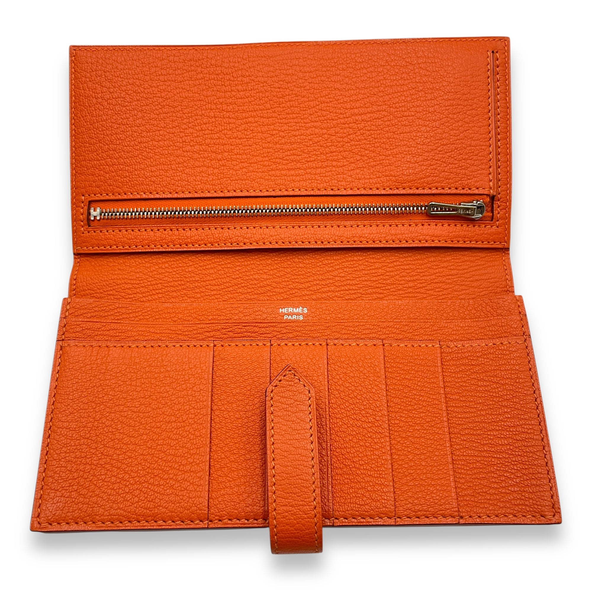 Bearn Orange Wallet in Chevre Mysore, Palladium hardware