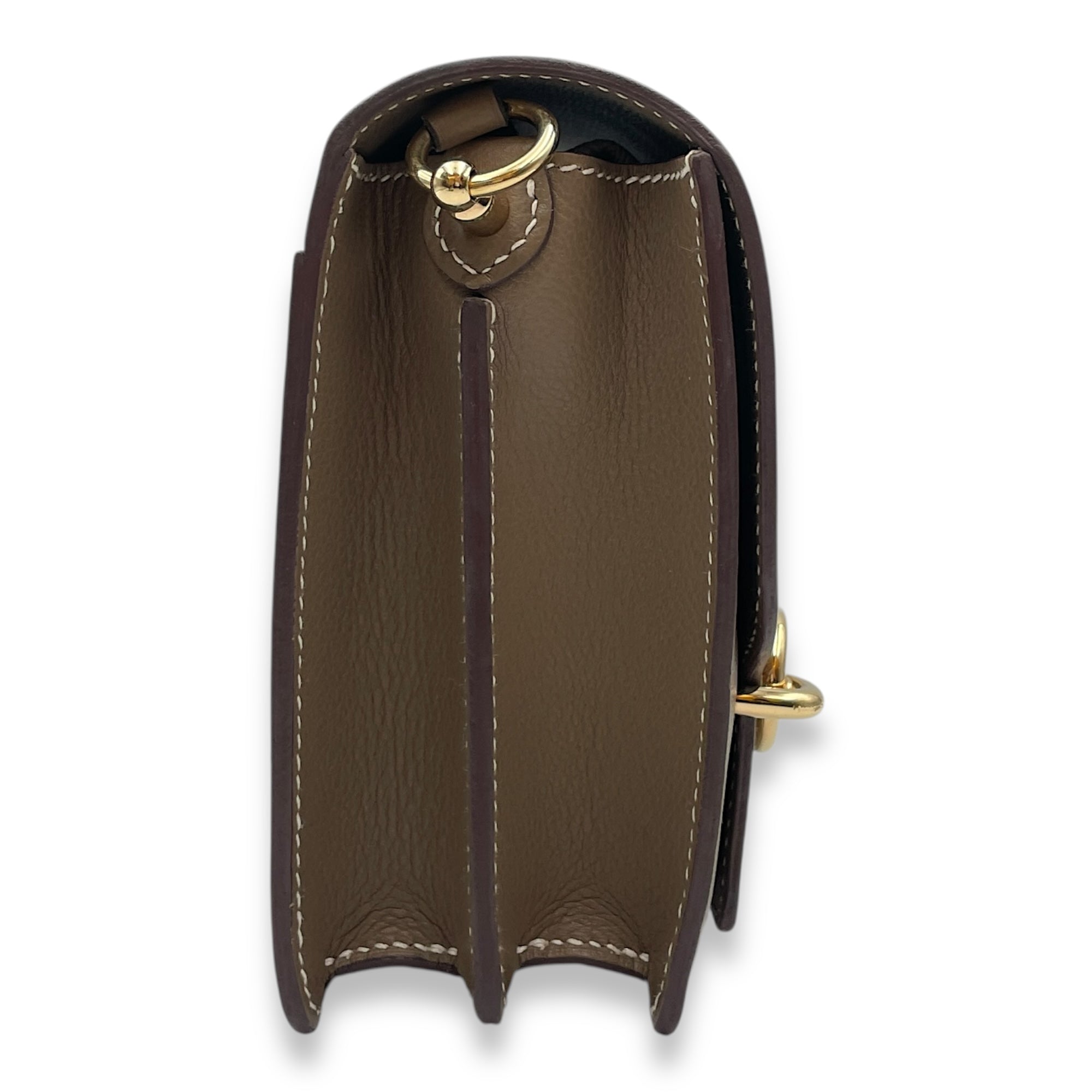 Roulis Mini Etoupe in Evercolor, Permabrass hardware