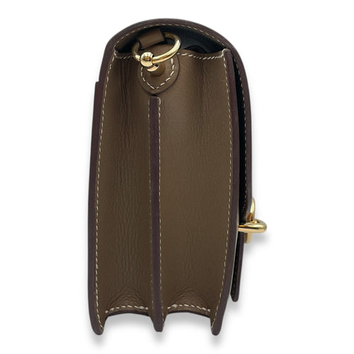 Roulis Mini Etoupe in Evercolor, Permabrass hardware
