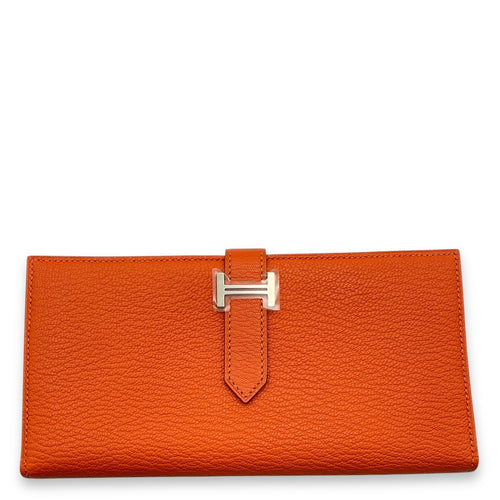 Bearn Orange Wallet in Chevre Mysore, Palladium hardware