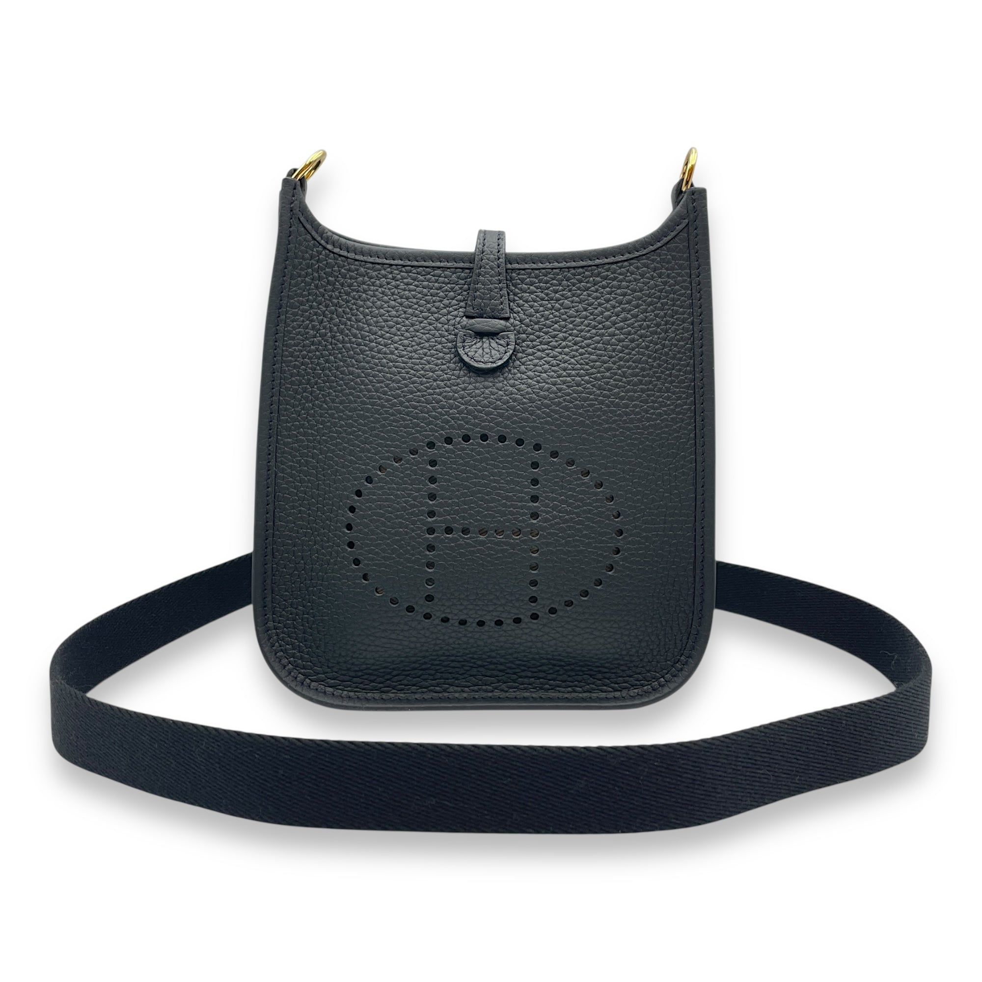 Evelyne Mini Black in Clemence, Gold hardware