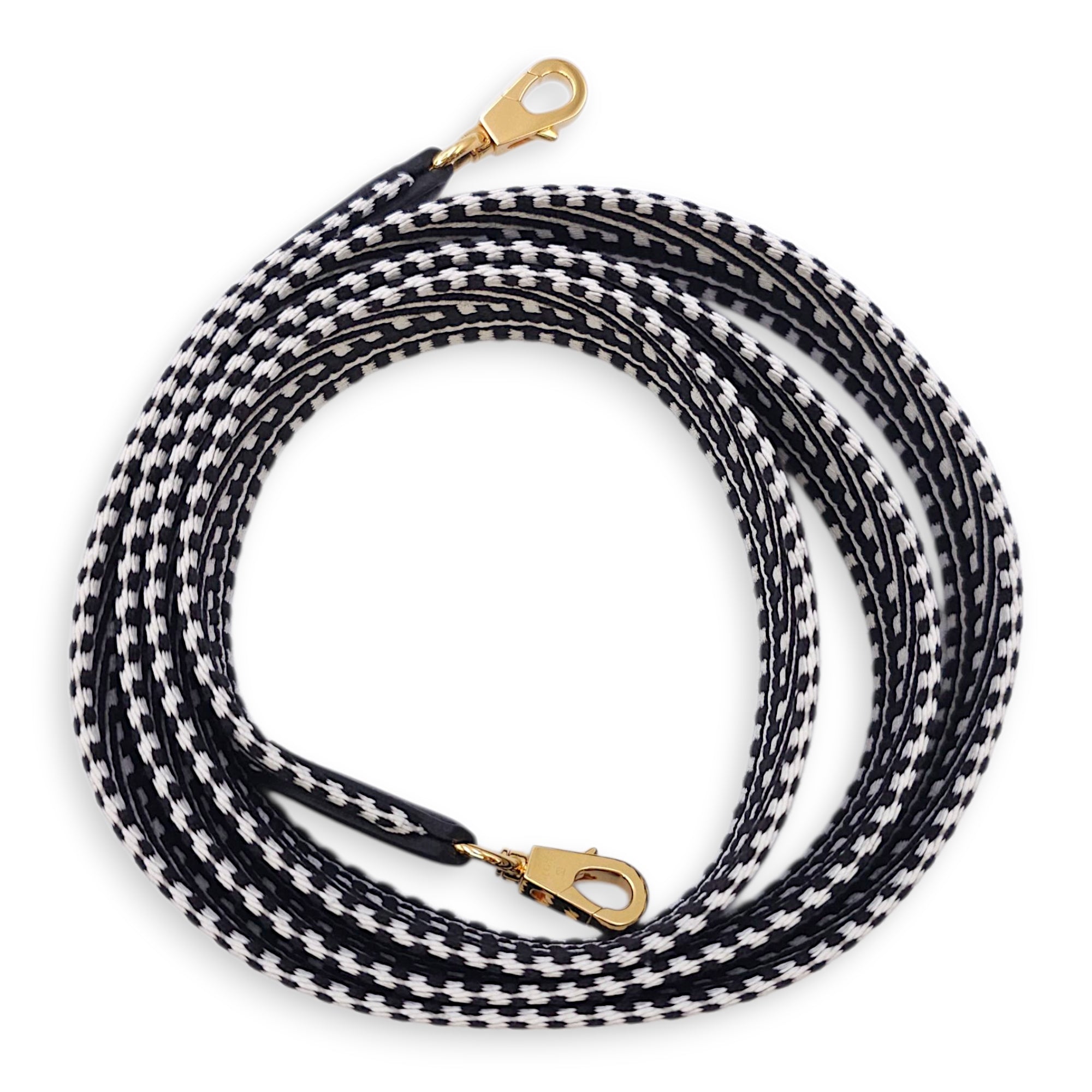 Sangle Cavale 25mm x 105cm Black Strap in Swift, Gold hardware