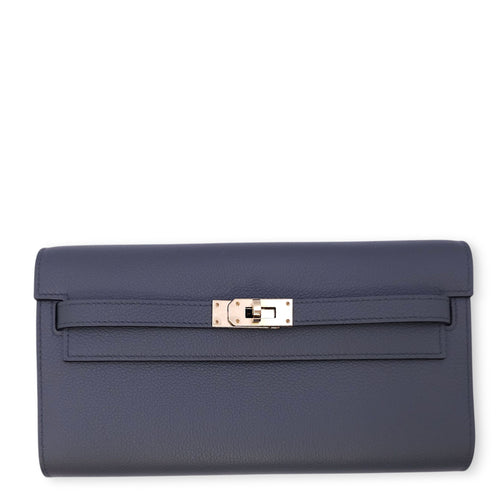 Kelly To Go Gris Misty Crossbody Bag in Evercolor, Permabrass hardware