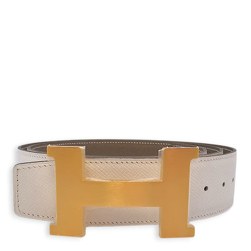 Constance 42mm X 105cm Blanc/Etoupe Belt Kit in Epsom, Brushed Gold hardware