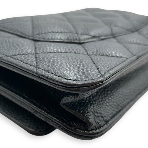 Quilted CC Black Wallet on Chain in Caviar Leather, Gold hardware