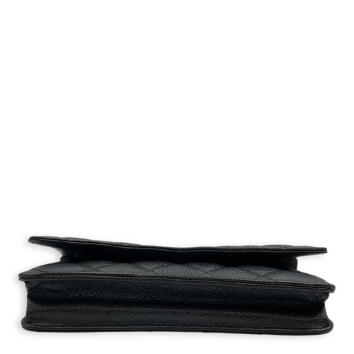 Quilted CC Black Wallet on Chain in Caviar Leather, Gold hardware