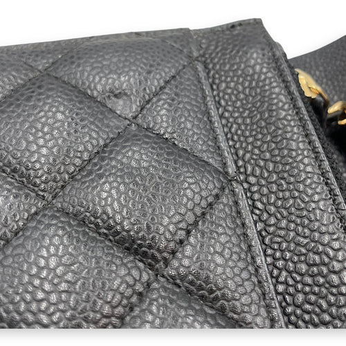 Quilted CC Black Wallet on Chain in Caviar Leather, Gold hardware
