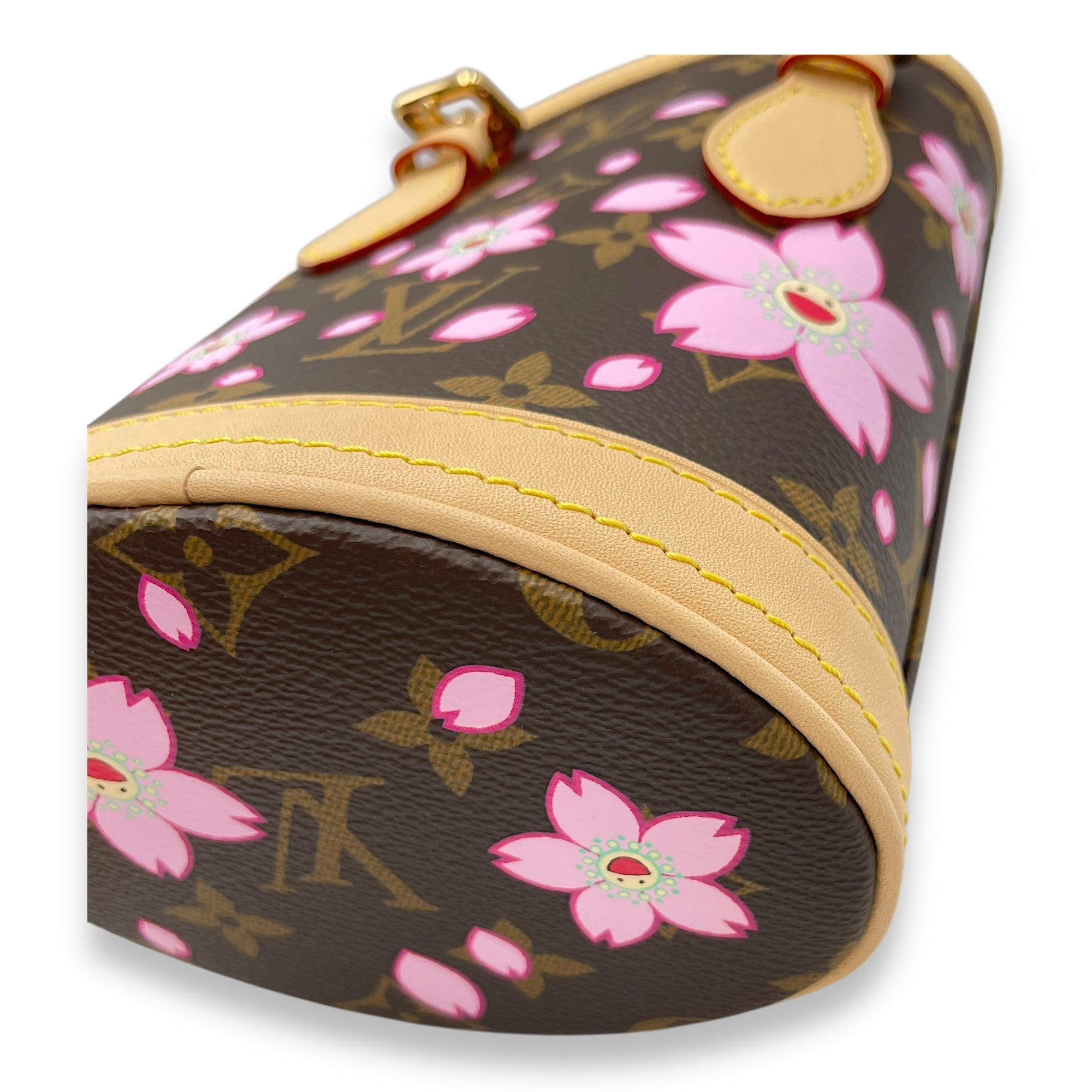 LV x TM Nano Brown Bucket Bag in Canvas, Gold hardware