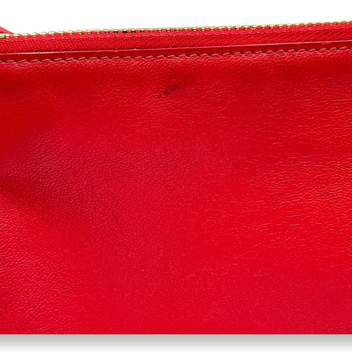 Trio Red Pouch with Strap in Calfskin, Gold hardware