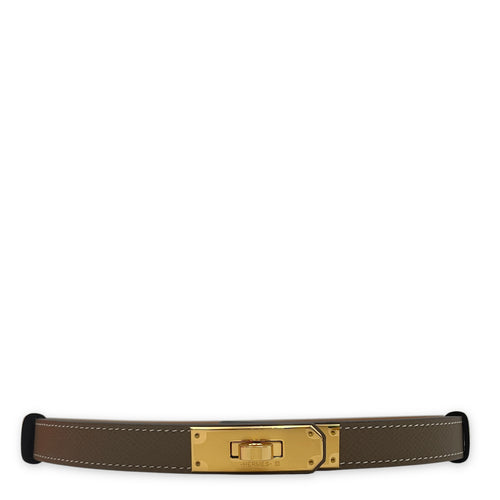 Kelly 18 Etoupe Belt in Epsom, Gold hardware