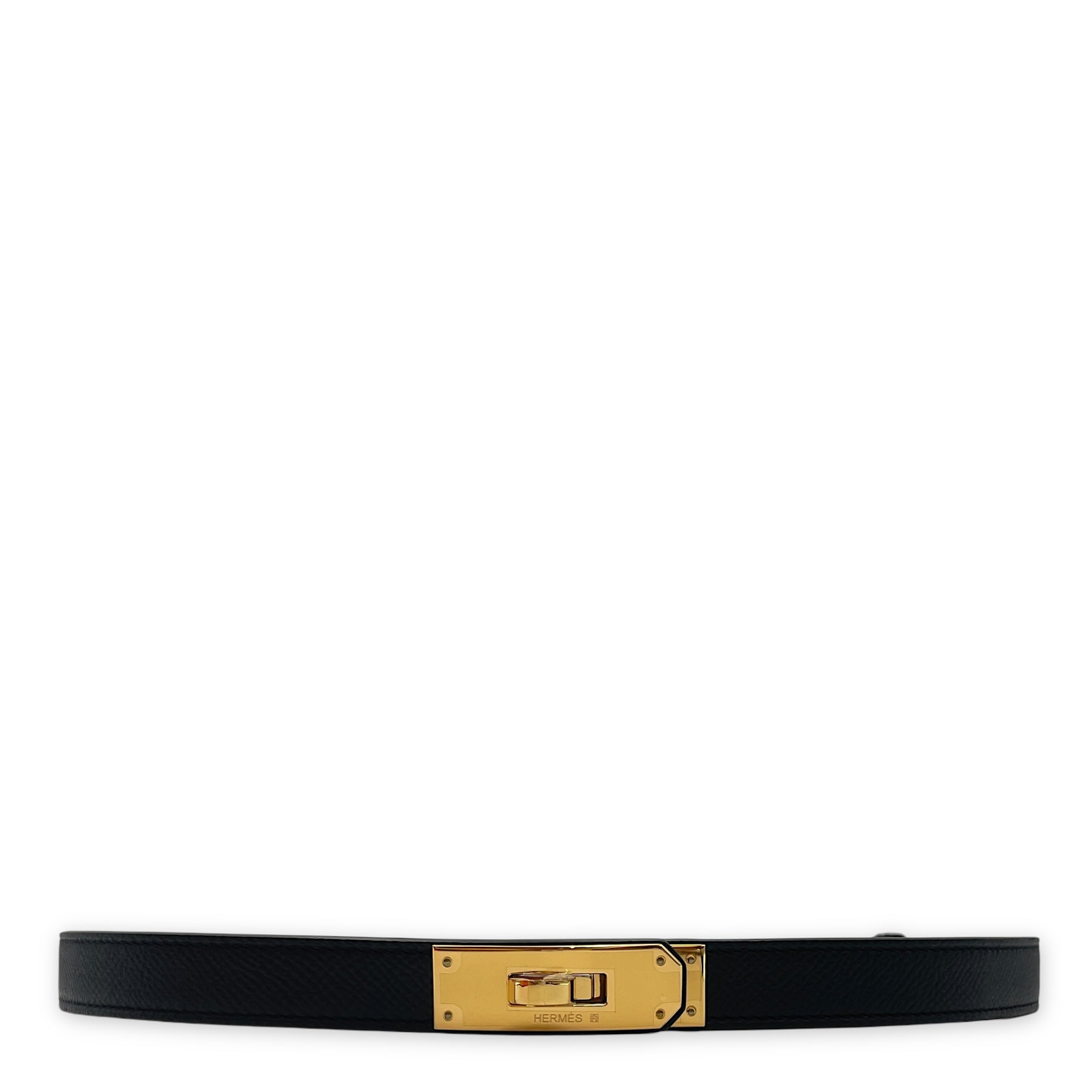 Kelly 18 Black Belt in Epsom, Gold hardware