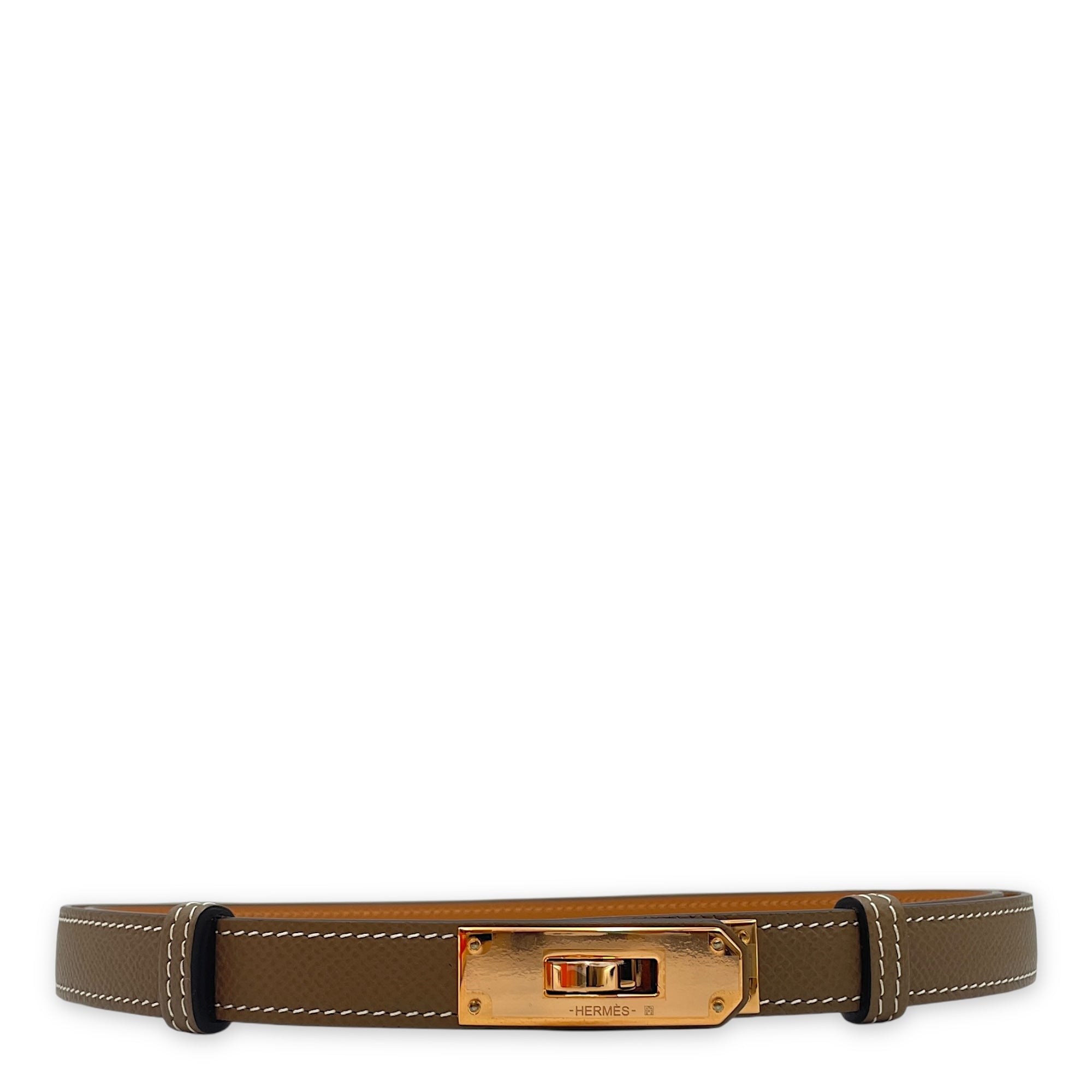 Kelly 18 Etoupe Belt in Epsom, Rose Gold hardware