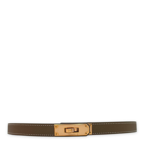 Kelly 18 Etoupe Belt in Epsom, Rose Gold hardware