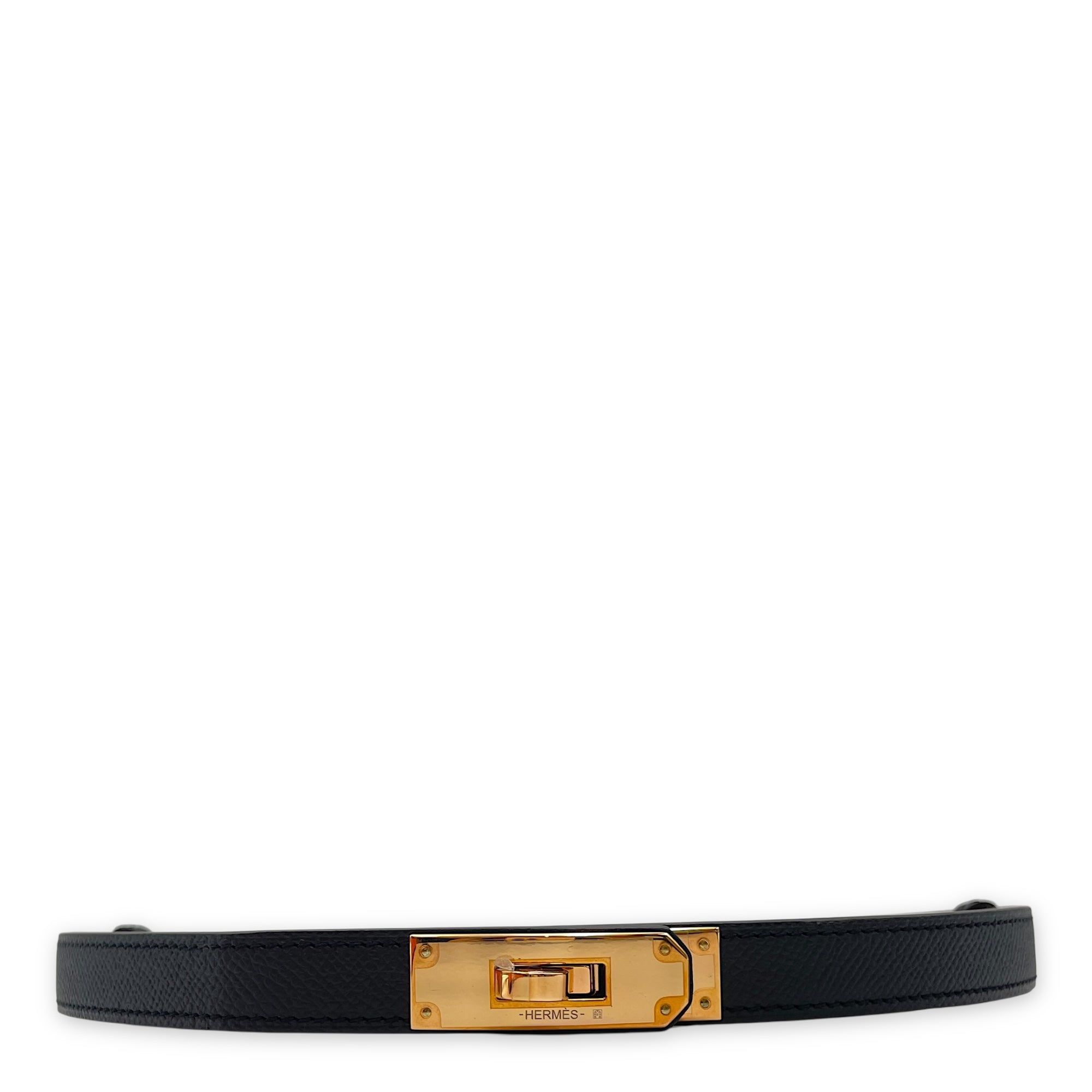Kelly 18 Black Belt in Epsom, Rose Gold hardware