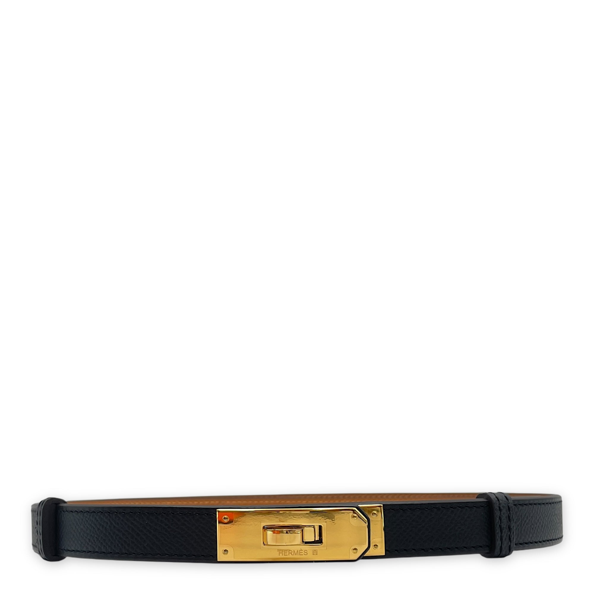 Kelly 18 Black Belt in Epsom, Gold hardware