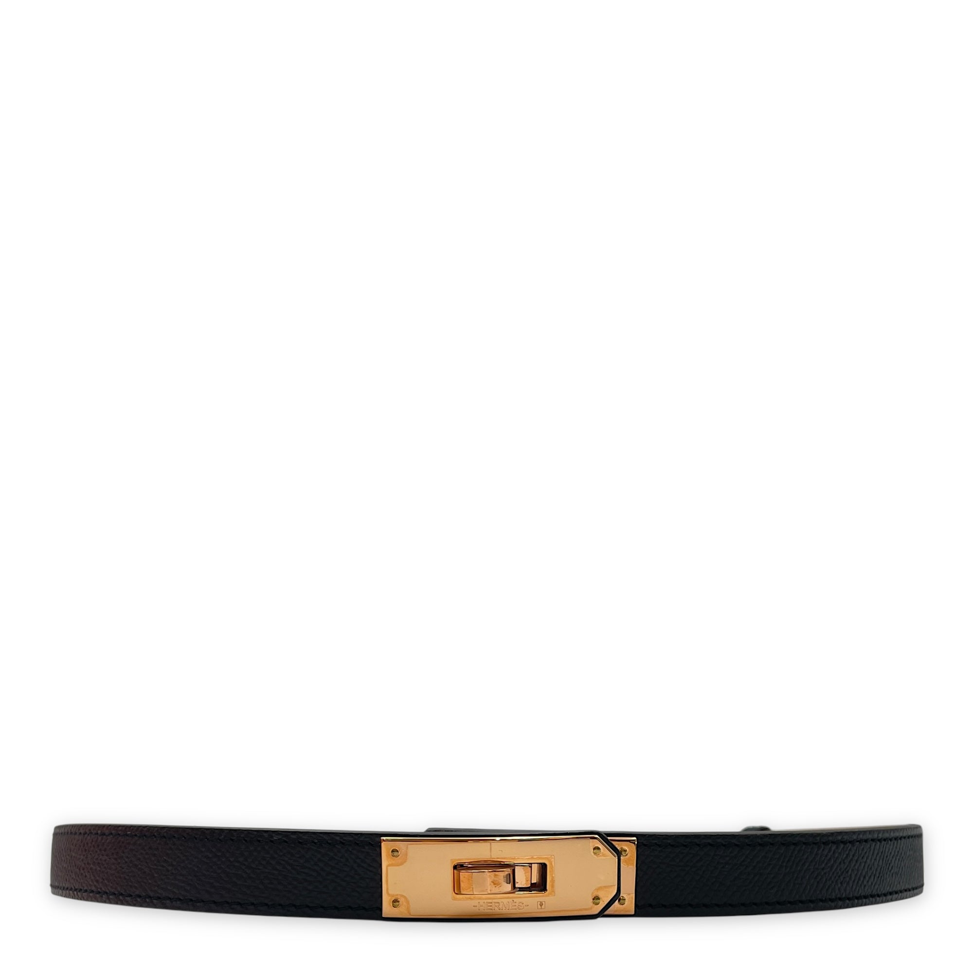 Kelly 18 Black Belt in Epsom, Rose Gold hardware