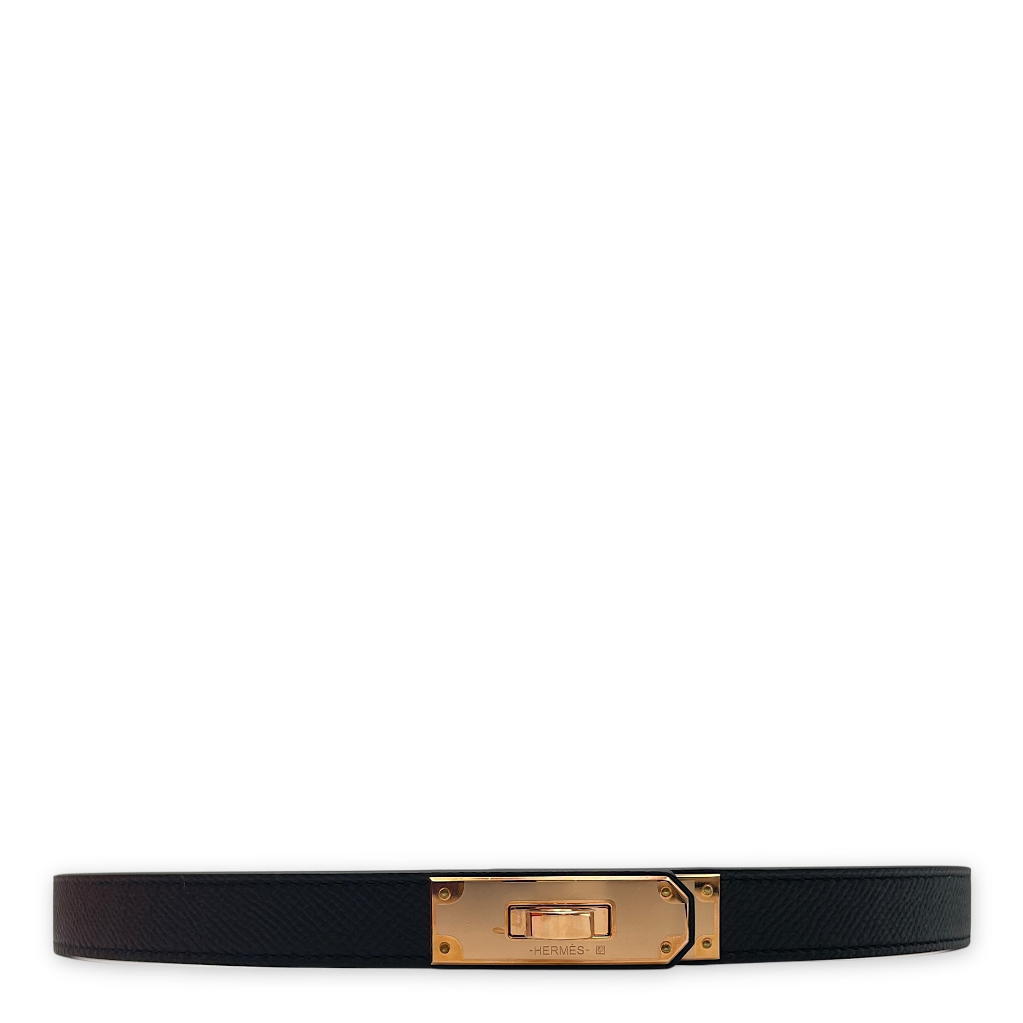Kelly 18 Black Belt in Epsom, Rose Gold hardware