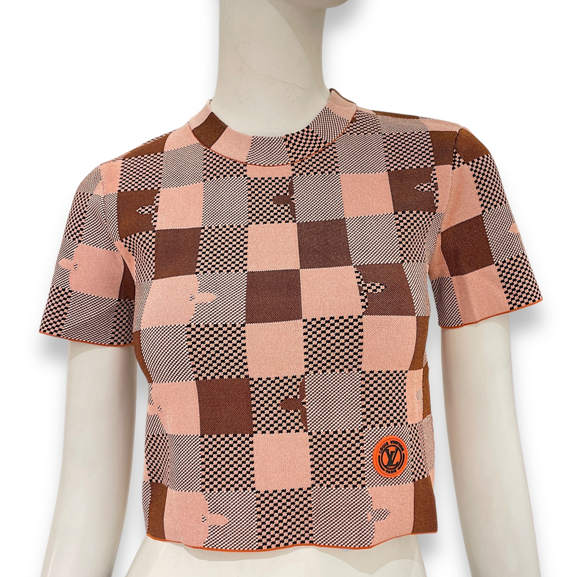 Monogram Knit Top S Brown Ready-to-Wear in Viscose