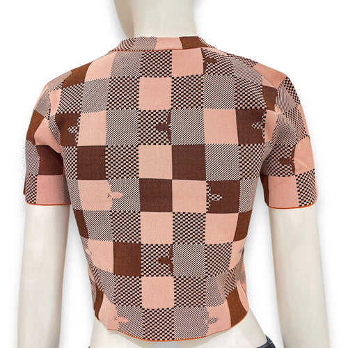 Monogram Knit Top S Brown Ready-to-Wear in Viscose