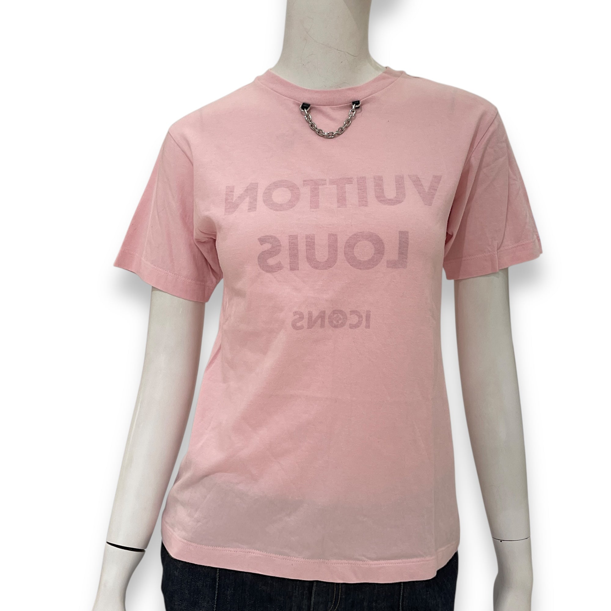 Inverted Printed T Shirt XS Pink Ready-to-Wear in Cotton, Silver hardware